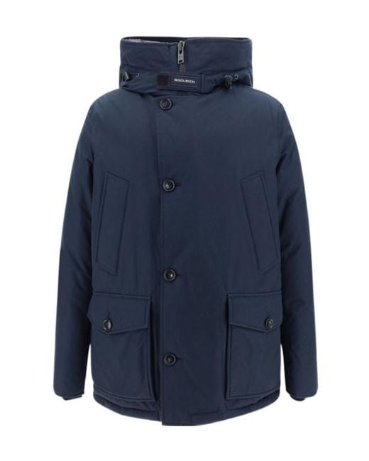 Woolrich Blue Arctic Button-Up Padded Jacket for men