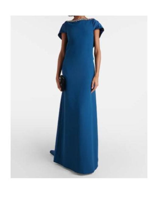 Safiyaa Blue Crystal-Embellished Crepe Dress