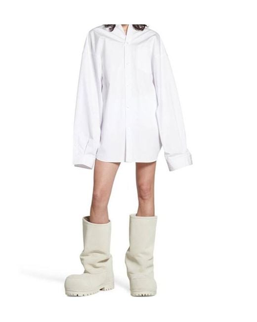 Balenciaga White Collared Long-Sleeve Shirt