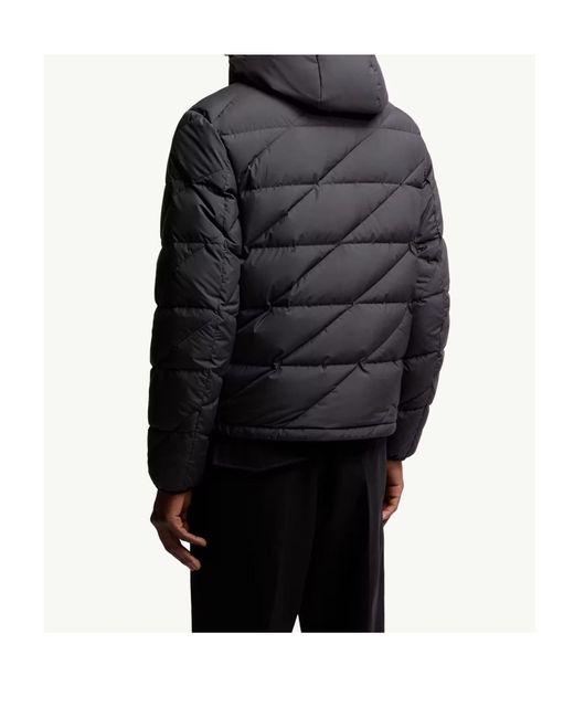 Moncler Gray Sciros Diagonal-Quilted Hooded Short Down Jacket for men