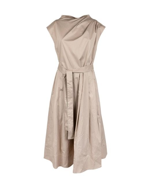 Peserico Natural Belted Sleeveless Dress