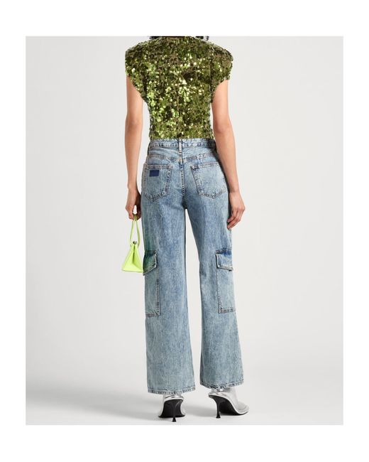 Ganni Green All-Over Sequined Top