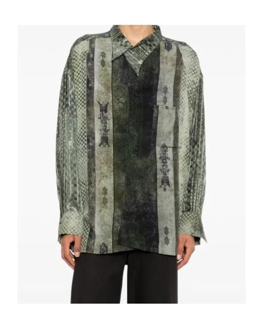 Ziggy Chen Green Printed Shirt for men