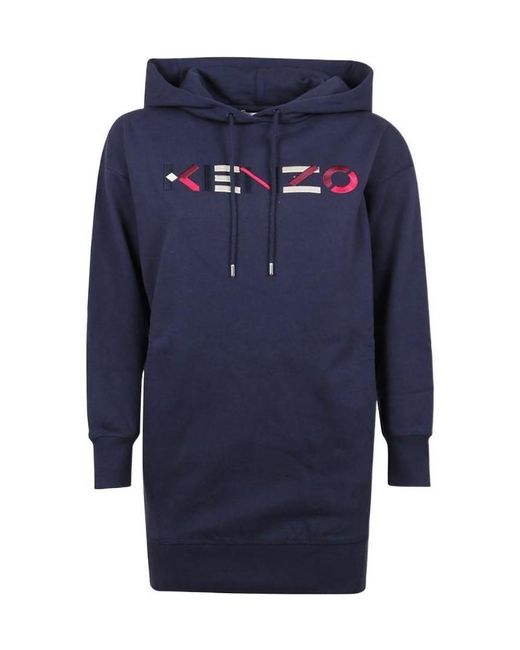 KENZO Blue Logo-Embroidered Sweatshirt Dress