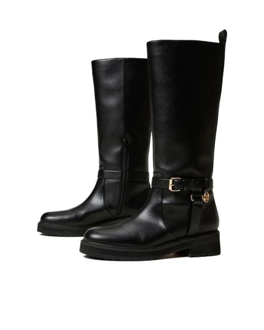 Twinset Black 40Mm Oval T Leather Boots