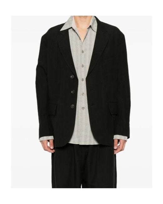 Ziggy Chen Black Single-Breasted Notched-Lapels Jacket for men