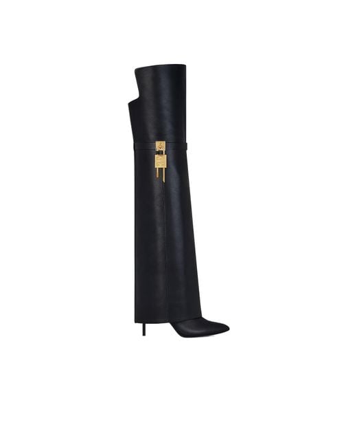 Givenchy Blue Shark Lock Stiletto Over-The-Knee Boots