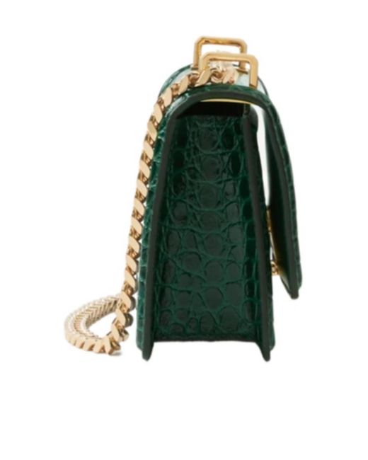Burberry Green Mini Tb Crocodile-Effect Crossbody Bag