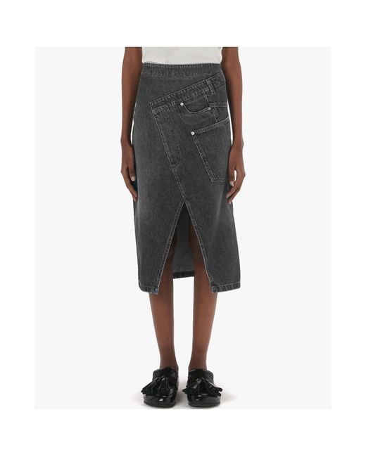 J.W. Anderson Gray Jw Anderson Twisted Denim Midi Skirt