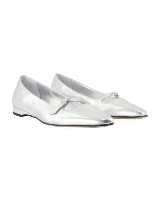 CAREL PARIS White Emilie Pointed Toe Ballerinas