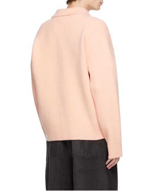 AMI Pink Ami De Coeur Logo Intarsia Knitted Jumper for men