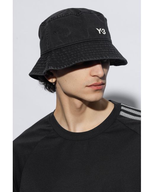 Y-3 Black Logo-Embroidered Bucket Hat for men