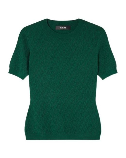 Versace Green Short-Sleeved Knitted Top