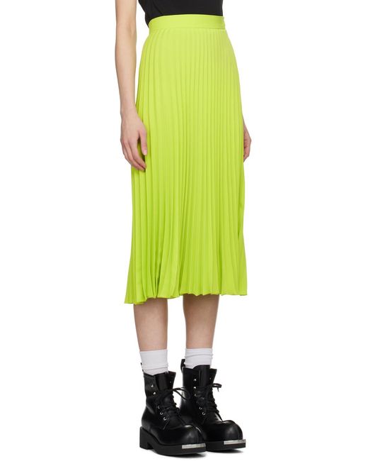 MM6 by Maison Margiela Green Pleated Crepe Midi Skirt