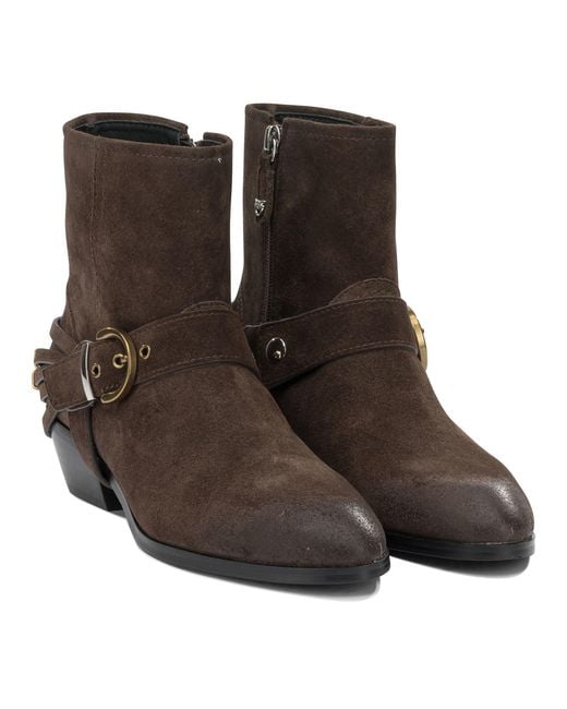 Pinko Brown Round-Toe Ankle Boots