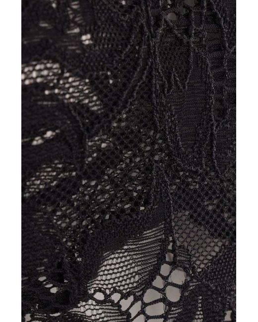 Rabanne Black Long Sleeved Cropped Laced Top
