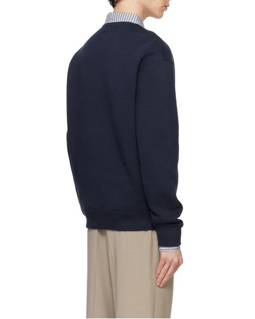 Maison Kitsuné Blue Maison Kitsuné Handwriting Striped Crewneck Sweatshirt for men