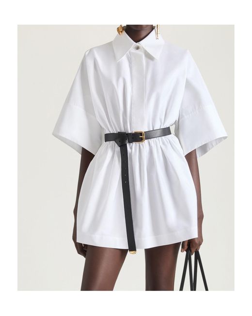 Givenchy White Short Sleeved Belted Mini Dress