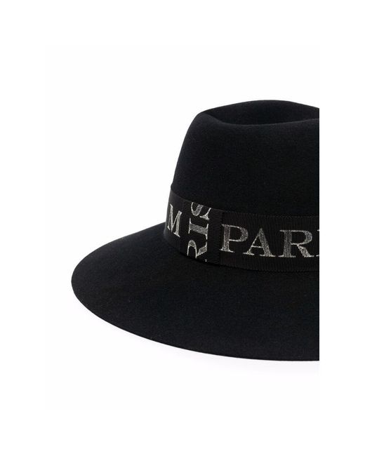 Maison Michel Black Embroidered Logo Fedora