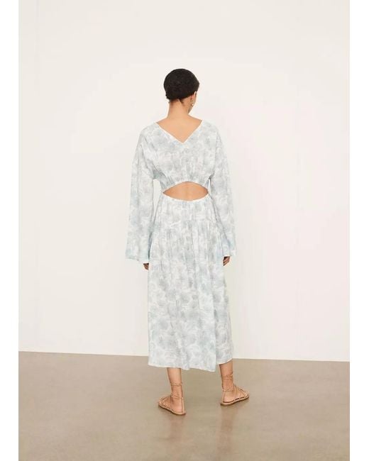 Vince Gray Dahlia Floral-Printed Pleated Dress
