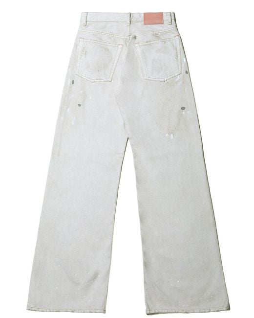 Acne White Distressed Logo Patch Jeans