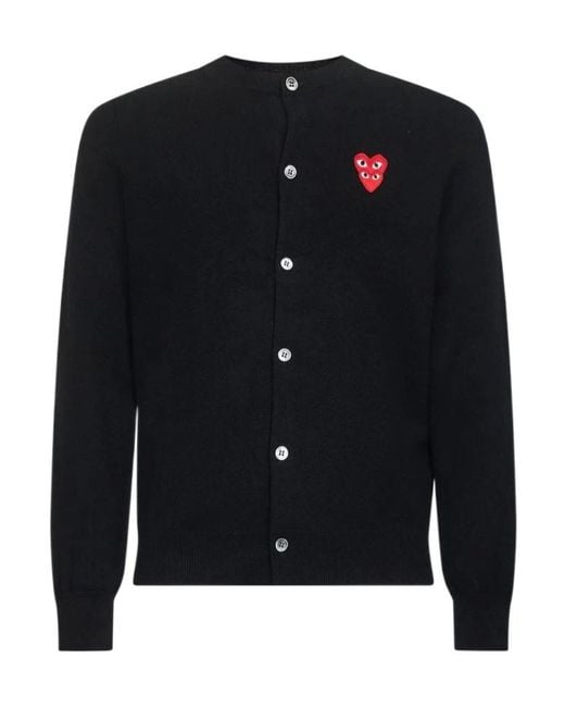 COMME DES GARÇONS PLAY Blue Comme Des Garçons Play Heart-Patch Knitted Cardigan for men