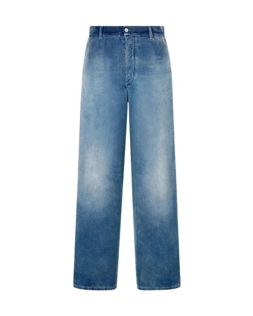 Dior Blue Homme Mid-Rise Corduroy Pants for men