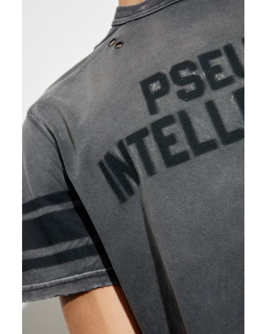 M I S B H V Gray Distressed-Finish T-Shirt for men