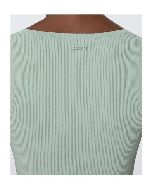 Max Mara Green Ghiro Ribbed Knit Tank Top