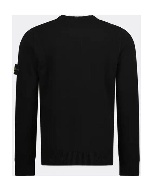 Stone Island Black Logo Patch Crewneck Knitted Jumper for men