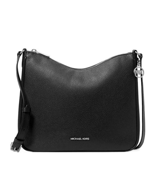Michael Kors Black Nayla Medium Pebbled Leather Messenger Bag