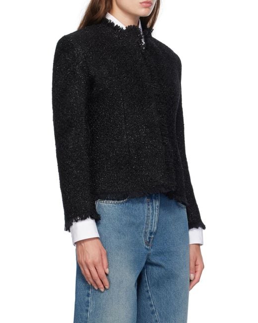 Givenchy Black Textured Frayed-Edge Jacket