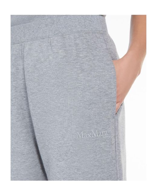 Max Mara Gray Logo Embroidered Straight Leg Pants