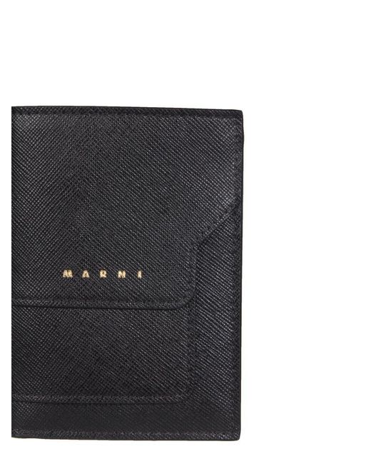 Marni Black Logo Printed Bi-Fold Wallet