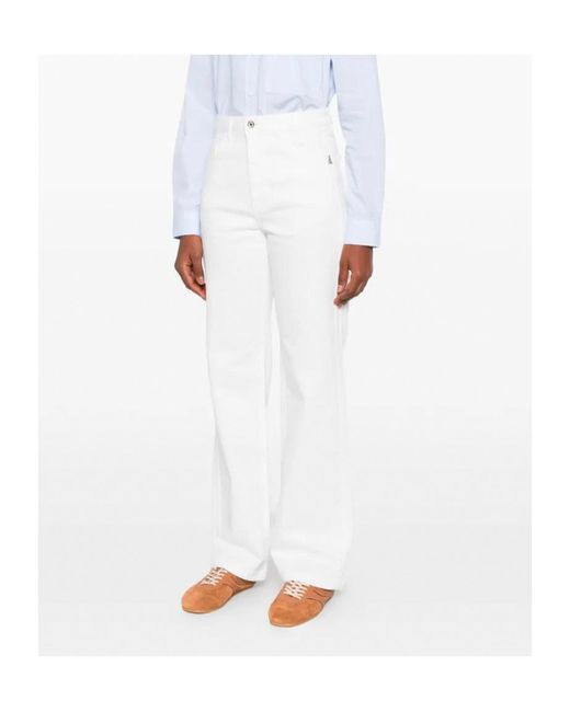 Patrizia Pepe White Wide-Leg Denim