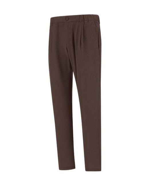 Herno Brown Seersucker Straight-Leg Trousers for men