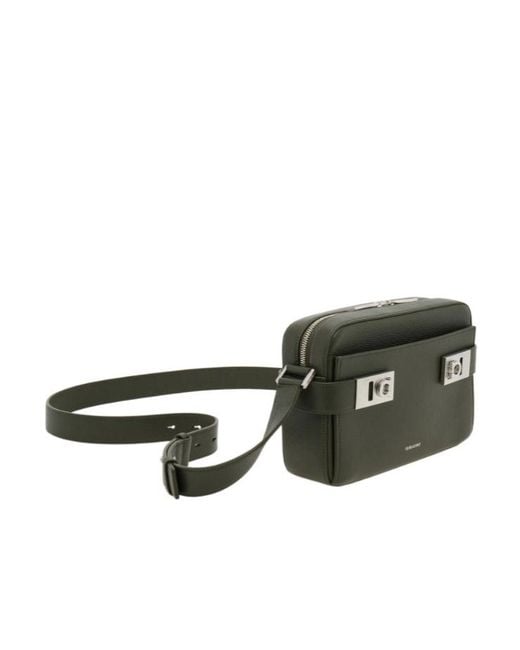 Ferragamo Green Hug Buckle Messenger Bag for men