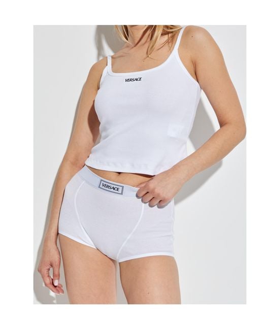 Versace White Lingerie Top With Straps
