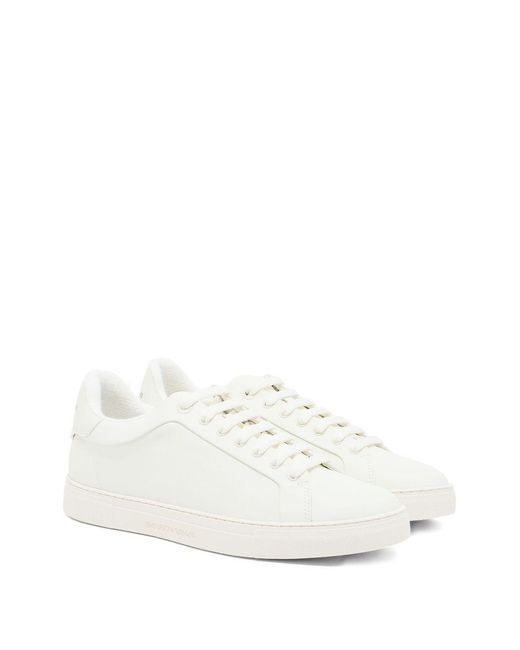 Emporio Armani White Logo-Detail Leather Sneakers for men