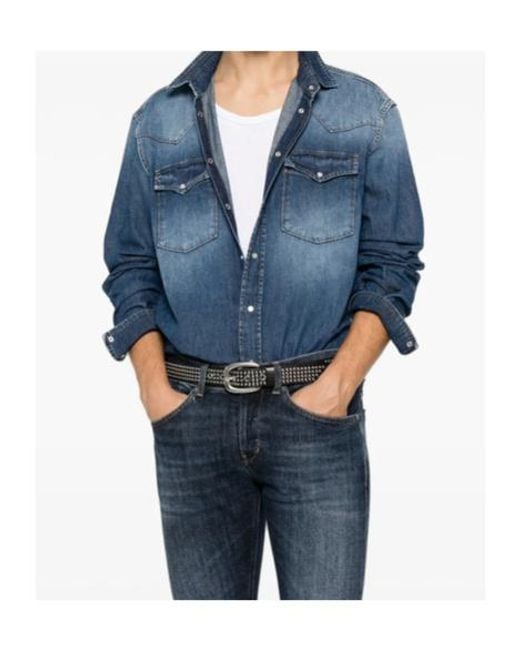 Dondup Blue Long Sleeve Shirt for men