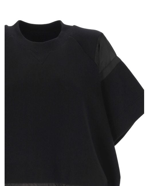 Sacai Black Drawstring Short Sleeve Top