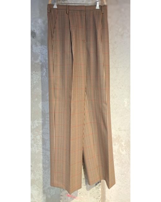Dries Van Noten Brown Checked Pleated Trousers