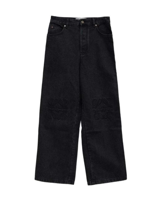 Loewe Black Logo-Embroidered Cotton Jeans for men