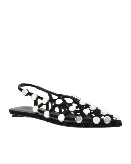 The Attico White The Grid Slingback Ballerina Flats