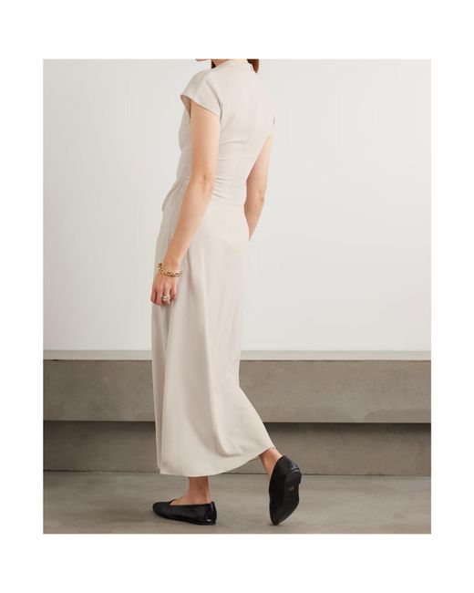 TOVE White Clem Draped Crepe Maxi Dress