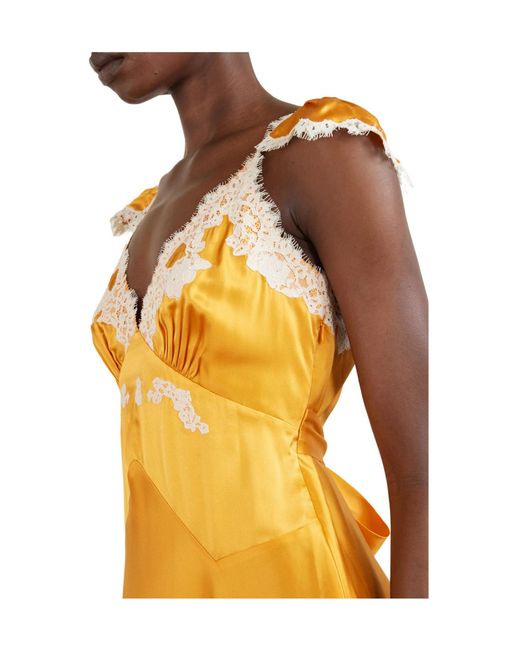 Doen Metallic Fiona Lace-Trimmed Silk-Satin Midi Dress