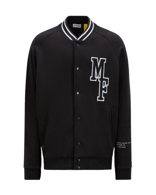 Moncler Black Varsity Fleece Cardigan for men