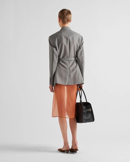 Prada Orange Straight Hem A-Line Midi Skirt