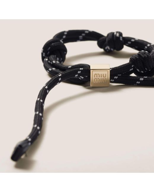 Miu Miu Blue Logo-Engraved Rope Bracelet