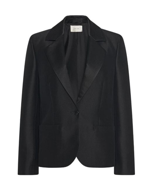 The Row Black Single-Breasted Wool Blazer